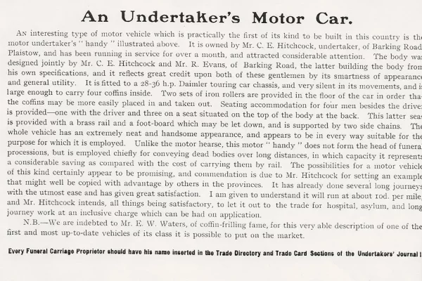Clip from the Undertakers Journal